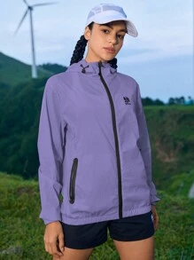 In My Nature 女式字母印花连帽长袖户外雨衣外套女式徒步服装 - 淡紫色 - 查看 7