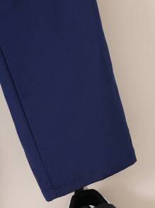 SHEIN Leap Crew Bộ 2 áo len cardigan cổ sọc rộng tay dài cho bé trai tuổi mới lớn và quần dài dệt trơn màu - Nhiều màu - Xem 3