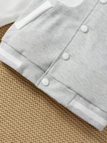 SHEIN Young Girl Simple Fashionable Casual Daily Jacket + Skirt Set - Light Grey - View 8