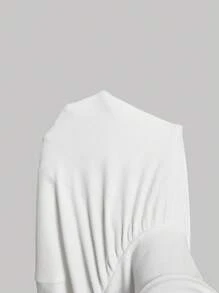 SHEIN MOD 1pc Women Plus Size Square Collar Flare Sleeve Butterfly Print T-Shirt, White And Blue - White - View 5