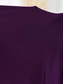 SHEIN Clasi 女士优雅 V 领短袖绿色 A 字连衣裙 - 紫色 - 查看 7