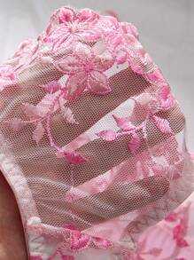 3-Piece Women's Sexy Light Purple Lingerie Set For Going Out - Pink - View 3