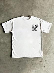 Manfinity EMRG Men's Loose Fit Simple Vintage English Numeral Print White T-Shirt