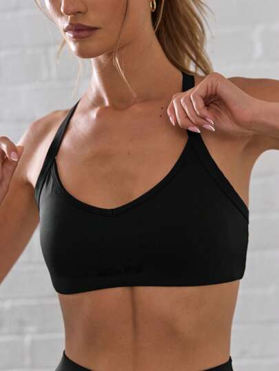 Ra Sport Plunge Scoop Neck Cross Back Strappy Active Wear Sports Bra, Padel, Tennis, Pickleball Gym Fitness Fall view 5