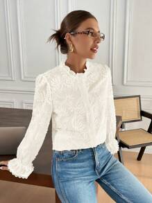 SHEIN Frenchy Women's Solid Color Simple Fashion Casual Shirt For Everyday Wear Winter Elegant - Apricot - View 6