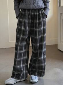 DAZY Tween Girl' Solid Color Patchwork Casual Pants, Daily Wear - Black and White - View 4