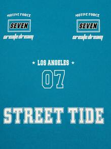 Manfinity EMRG Men's Casual Round Neck Simple Style Racing T-Shirt, For Daily Wear - Teal Blue - View 5