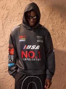 Forever 21 Men's Colorblock Letter Graphic Hoodies - Black - View 4