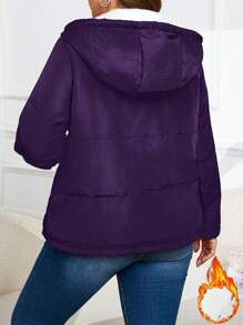 Sweat-shirt à capuche avec fermeture éclair et poches de couleur unie pour femmes, décontracté et chic pour le port quotidien. Manteau matelassé d'hiver
