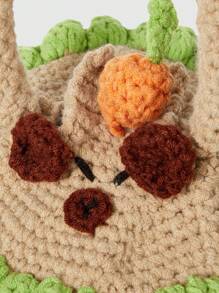 ROMWE Kawaii Fashionable Colorblock Cute Hand-Knit Tote Bag For Women - Green - View 5