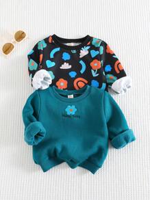 Cozy Pixies 2 件套女婴柔软针织碎花圆领长袖套头衫 - 綠色 - 查看 7