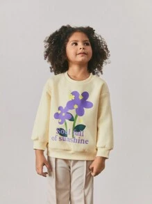 Maija Kids Maija Kids Áo nỉ họa tiết hoa cổ tròn rộng rãi thoải mái cho bé gái - Màu be - Xem 1