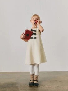 Maija Kids Maija Kids 年轻女孩拼色蝴蝶结休闲连衣裙