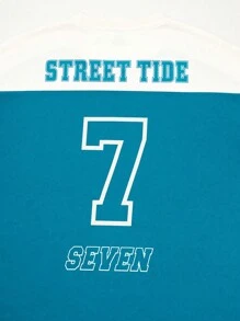 Manfinity EMRG Men's Casual Round Neck Simple Style Racing T-Shirt, For Daily Wear - Teal Blue - View 7