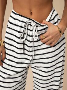 Forever 21 Damen Lässig hose mit Vorderbindung und Streifen, minimalistischer Lässig-Stil, für den Alltagsgebrauch
