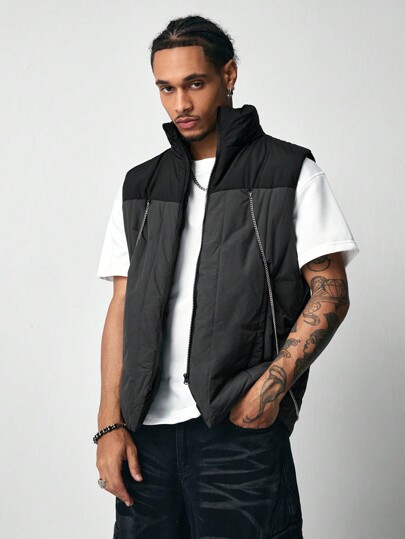 Street Life Gilet décontracté pour homme, patchwork bicolore, automne/hiver