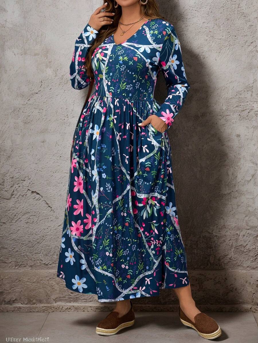 EMERY ROSE Vestido casual y sencillo de moda para todos los días, vestido de invierno de talla grande - Verde - Ver 1