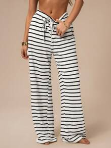 Forever 21 Damen Lässig hose mit Vorderbindung und Streifen, minimalistischer Lässig-Stil, für den Alltagsgebrauch