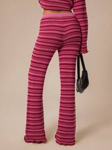 Forever 21 Ensemble de pantalon et pull rayé pour femmes, coupe slim, style décontracté simple et pour le port quotidien