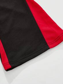 ROMWE MEN Street Life 2 件男士街头图案印花 T 恤和运动裤套装 - 黑色 - 查看 6