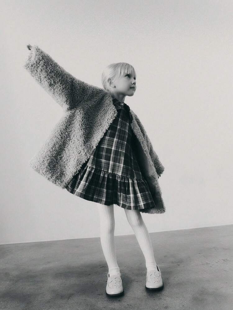 Veste décontractée à col rond en peluche ample, manches longues, convenant aux jeunes filles, automne/hiver