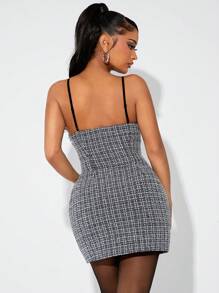SHEIN SXY Autumn/Winter Textured Bow Decor Lady's Dress - Black - View 2