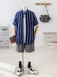 SHEIN Teenager Jungen Lässig College Pendler Tooling Stil weiß Cargo gewebte Shorts mit Taschen, Frühling/Sommer