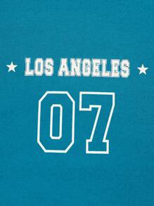 Manfinity EMRG Men's Casual Round Neck Simple Style Racing T-Shirt, For Daily Wear - Teal Blue - View 3