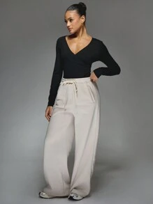 MISSGUIDED Wrap Long Sleeves Sports Bodysuit - Black - View 7