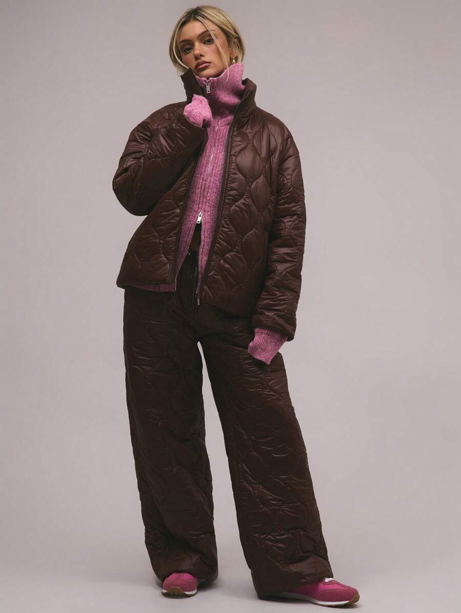 MUSERA Quần dài chần bông kiểu thập niên 90, phong cách mùa hè dễ thương, ấm áp, thanh lịch, sang trọng và thường ngày. - Màu nâu Sô-cô-la - Xem 1