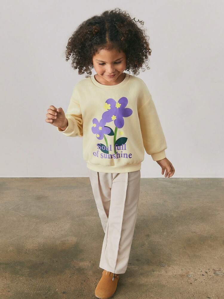 Bluza z okrągłym dekoltem i kwiatowym wzorem dla młodej dziewczyny