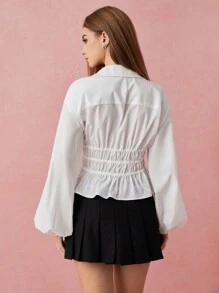 Enchnt Spring/Winter Romantic Women's Fashionable White Front Bowknot Long Sleeve Shirt,Casual&Comfortable&Elegant&Good Air Permeability For Valentine's Day&Vacation&Holiday&Commuting Daily - White - View 7