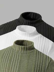 3pcs Boys Texture Fabric Base Layer T-Shirts