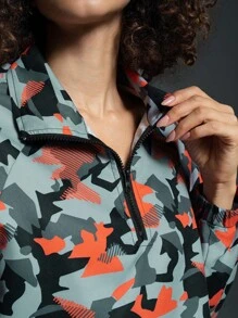 Powerista Sudadera casual deportiva con estampado de manga larga y cremallera delantera para mujer - Multicolor - Ver 6