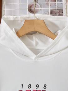 2pcs/Set Teenage Girls Letter Print Hoodie - Hot Pink - View 5