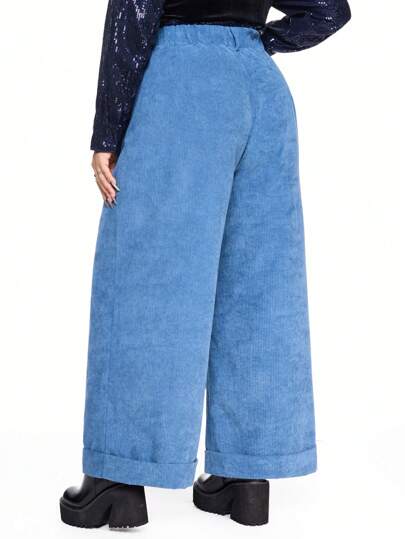 Hippie Plus Size Hippie Style Pockets Embroidered Loose Wide Leg Casual Pants