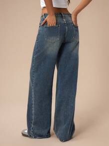 Forever 21 Women's Simple Front Button Pocket Casual Jeans - Blue - View 3