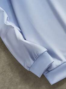 Manfinity VCAY Plus Size Men Casual Loose Gradient Knit Long Sleeve Crew Neck Pullover Sweatshirt, For Fall Winter - Blue - View 7