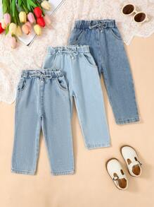 SHEIN 3-Piece Casual Baby Girl Denim Set - Blue - View 6