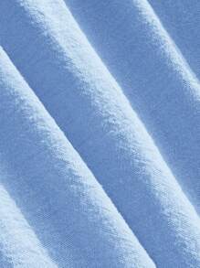 SHEIN EZwear Đầm mini thường ngày màu trơn cho nữ, viền bèo nhún, kiểu dáng đơn giản, mặc hàng ngày - Màu xanh nhạt - Xem 5