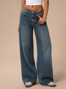 Forever 21 Women's Simple Front Button Pocket Casual Jeans - Blue - View 9