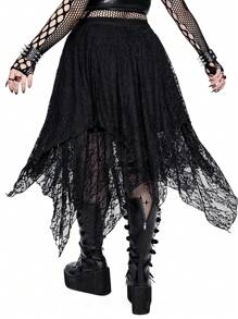 Whyspr 大码女式蕾丝分层下摆浪漫优雅复古半身裙