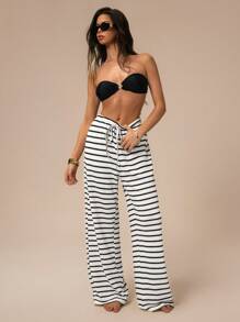 Forever 21 Damen Lässig hose mit Vorderbindung und Streifen, minimalistischer Lässig-Stil, für den Alltagsgebrauch