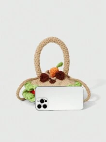 ROMWE Kawaii Fashionable Colorblock Cute Hand-Knit Tote Bag For Women - Green - View 3