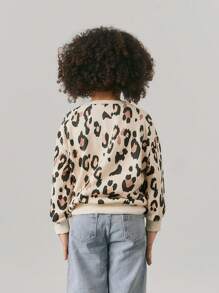 Maija Kids Maija Kids 年轻女孩宽松休闲花卉图案圆领运动衫 - 杏色 - 查看 3