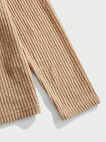 Manfinity Basics Men's 2 Pieces Knitted Fit Basic Casual Style Normal Shoulder Collar Black And White Men's T-Shirt Suitable For Autumn Matching - Khaki - View 5