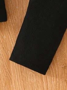 Baby Front Button Long Sleeve Pocket Plaid Minimalist Top And Matching Set - Coffee Brown - View 5