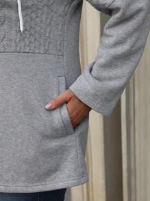 連帽抽繩拉鍊上衣 - 灰色 - 查看 5