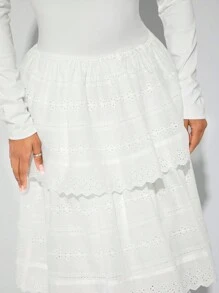SHEIN SXY Sexy & Cute Multi-Layer Backless White Dress, Suitable For Autumn And Winter - White - View 3