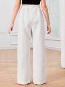 Girls Plus Floral Print Loose Straight Leg Sweatpants - White - View 2